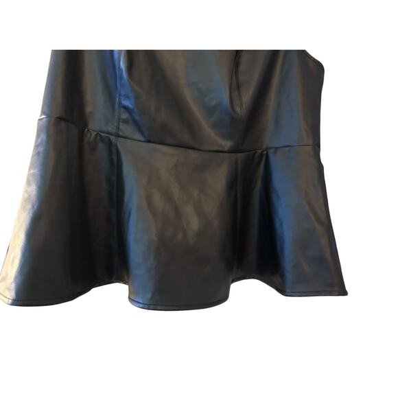 Torrid Faux Leather Black Peplum Top Shirt Sleeveless Whimsy Goth Scoop Neckline - Picture 5 of 11